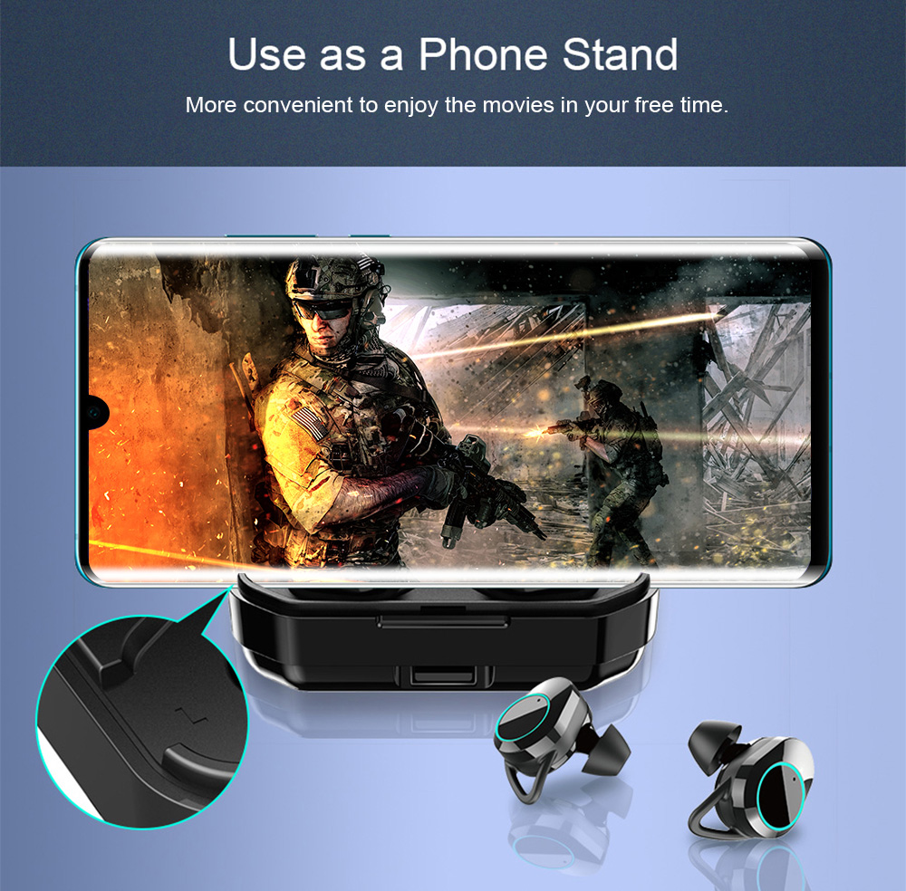 T3S 6D Stereo Bluetooth Earphones Digital Display Waterproof Noise Reduction for Android / iOS