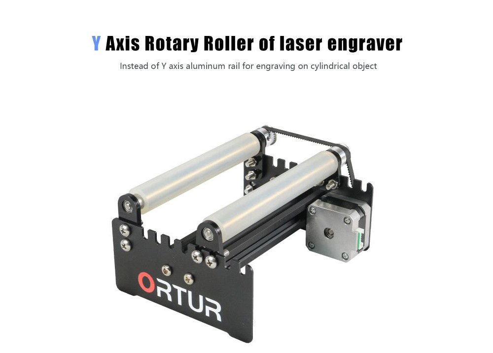 ORTUR Laser Engraver Y-axis Rotary Roller Engraving Module for Engraving Cylindrical Objects Cans - Black